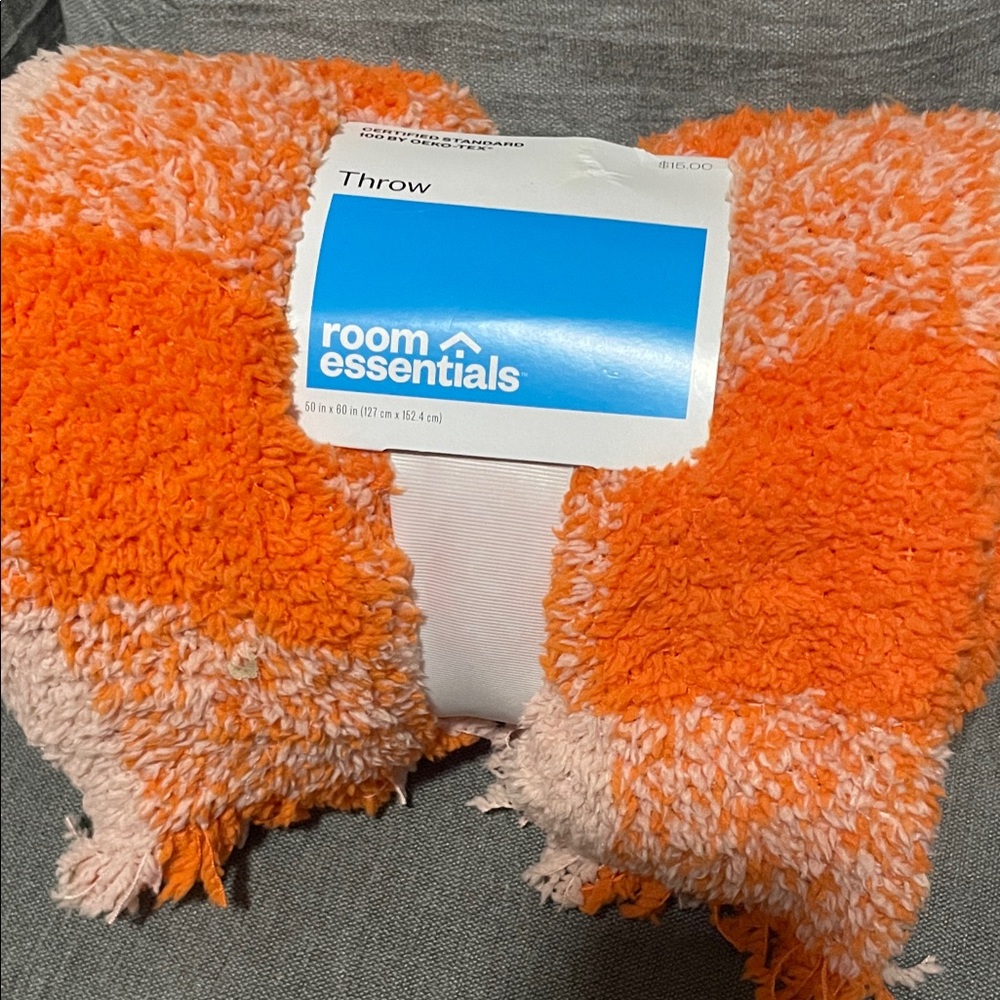 Room Essentials Vibrant Orange and Cream Throw